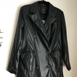 NWT 7 For All Mankind - Black faux leather blazer jacket